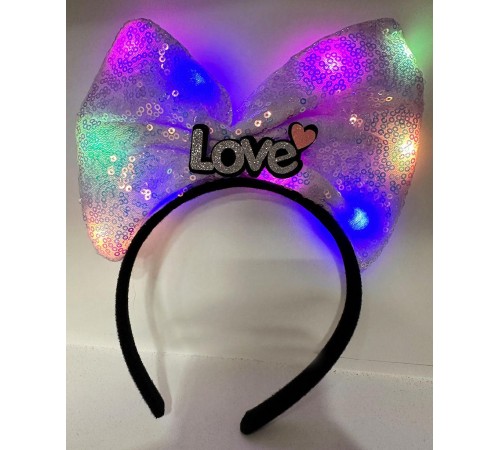 LED Işıklı Love Yazılı Mor Fiyonk Taç – Kız Çocuk Parti Tacı