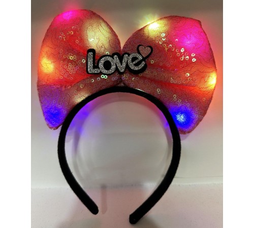 LED Işıklı Love Yazılı Fuşya Fiyonk Taç – Kız Çocuk Parti Tacı