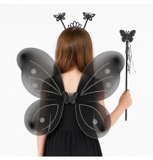 Siyah Kız Seti – 50 cm Kanadı, Taç ve Asa