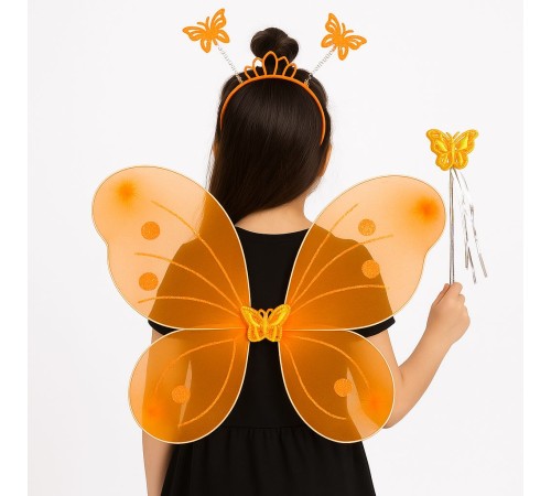 Turuncu Kız Seti – 50 cm Kanadı, Taç ve Asa