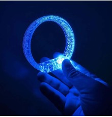 Mavi Led Işıklı Baskı Yapılabilen Pilli Bileklik Bilezik 1,5 cm Genişlik