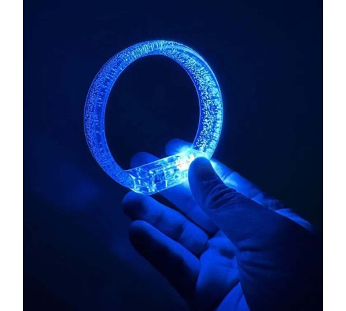 Mavi Led Işıklı Baskı Yapılabilen Pilli Bileklik Bilezik 1,5 cm Genişlik