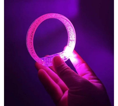 Pembe Led Işıklı Baskı Yapılabilen Pilli Bileklik Bilezik 1,5 cm Genişlik