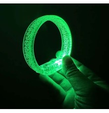 Yeşil Led Işıklı Baskı Yapılabilen Pilli Bileklik Bilezik 1,5 cm Genişlik