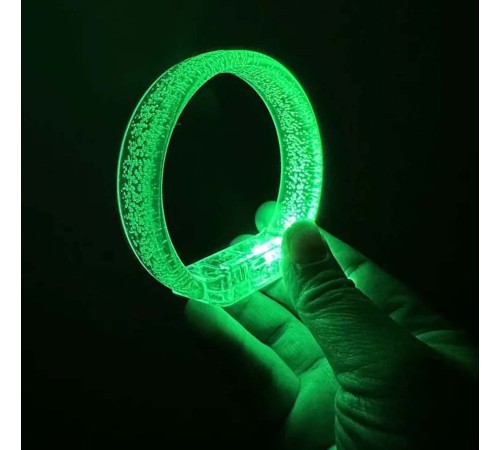Yeşil Led Işıklı Baskı Yapılabilen Pilli Bileklik Bilezik 1,5 cm Genişlik