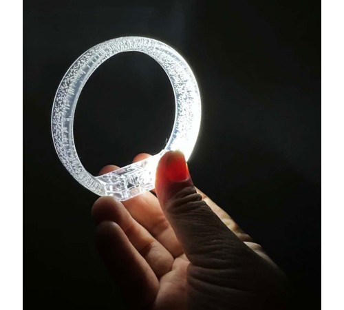 Beyaz-Gümüş Led Işıklı Baskı Yapılabilen Pilli Bileklik Bilezik 1,5 cm Genişlik