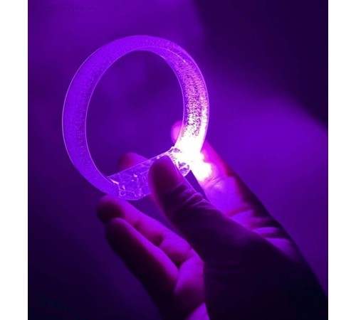 Mor Led Işıklı Baskı Yapılabilen Pilli Bileklik Bilezik 1,5 cm Genişlik