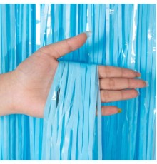Soft Mavi Püsküllü Kapı Perdesi - Parti, Baby Shower, Sünnet Süsü 1x2 m