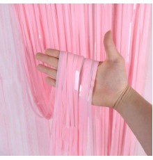 Soft Pembe Püsküllü Kapı Perdesi - Parti, Baby Shower, Cinsiyet Partisi 1x2 m