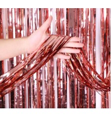 Rose Gold Püsküllü Kapı Perdesi - Parti, Bekarlığa Veda, Doğum Günü 1x2 m