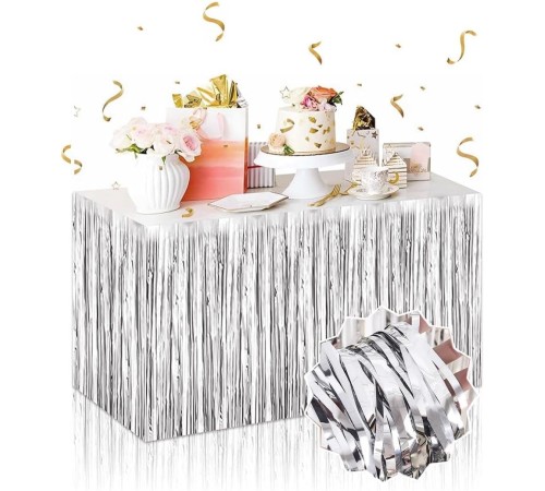 Gümüş Metalize Masa Eteği 275x75 cm – Kendinden Yapışkanlı