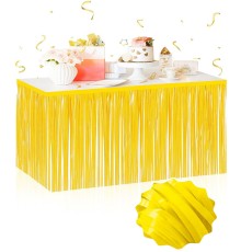 Kendinden Yapışkanlı Makaron Sarı Püsküllü Masa Eteği – 75 x 275 cm Parti Süslemesi