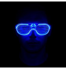 Mavi Led Işıklı Parti Gözlüğü - Neon Glow Gözlük 3 Modlu
