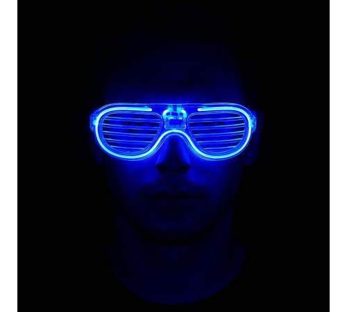 Mavi Led Işıklı Parti Gözlüğü - Neon Glow Gözlük 3 Modlu