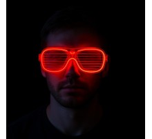 Kırmızı Led Işıklı Parti Gözlüğü - Neon Glow Şerit Gözlük 3 Modlu