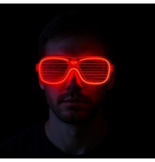 Kırmızı Led Işıklı Parti Gözlüğü - Neon Glow Şerit Gözlük 3 Modlu