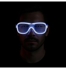Beyaz Led Işıklı Parti Gözlüğü - Neon Glow Şerit Gözlük 3 Modlu