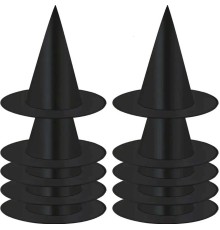 8 Adet Siyah Cadı Şapkası – Yetişkin ve Çocuk Kostüm Aksesuarı Polyester
