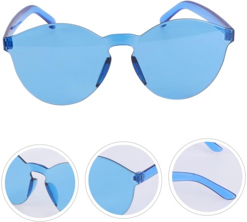 Sert Mika Oval Şekilli Çerçevesiz Mavi Gözlük Retro Parti 5x14 cm