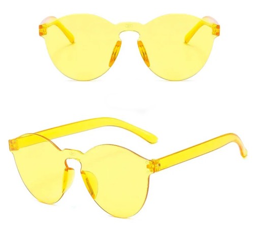 Sert Mika Oval Şekilli Çerçevesiz Sarı Gözlük Retro Parti 5x14 cm