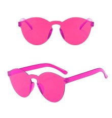 Sert Mika Oval Şekilli Çerçevesiz Fuşya Gözlük Retro Parti 5x14 cm