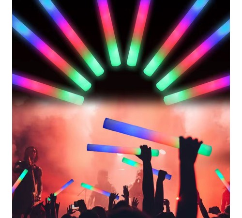 Led Işıklı 3 Modlu Kauçuk Işıklı Sünger Parti Çubuk Sopa - 46 cm (6’lı Paket)