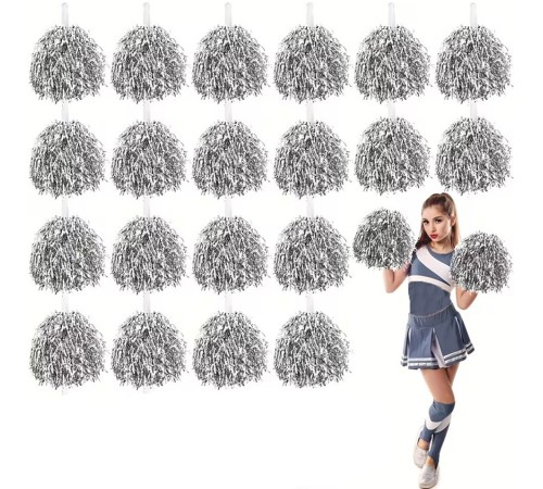 10 Çift ( 20 Adet ) Gümüş Renk 23 Nisan 19 Mayıs 29 Ekim Okul Gösteri Ponponları