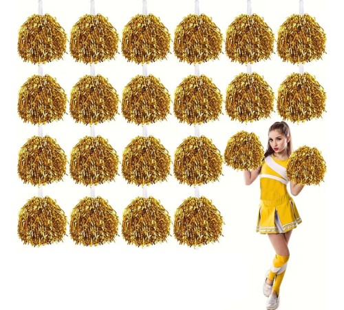 10 Çift ( 20 Adet ) Altın Renk 23 Nisan 19 Mayıs 29 Ekim Okul Gösteri Ponponları