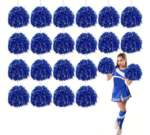 10 Çift ( 20 Adet ) Mavi Renk 23 Nisan 19 Mayıs 29 Ekim Okul Gösteri Ponponları