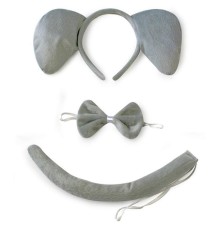 Fil Kostümü Aksesuar Seti 3 lü - Taç Papyon Kuyruk