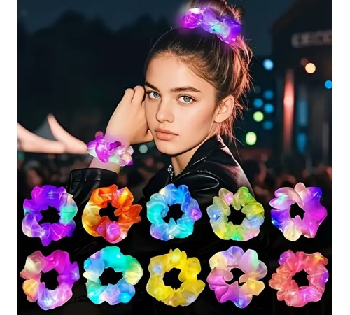 Soft Mavi Renk Led Işıklı Lastikli Saç Tokası - 3 Modlu Festival & Parti Saç Tokası 1 Adet