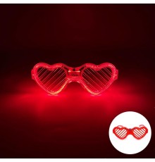 Kırmızı LED Işıklı Kalp Gözlük – 3 Modlu Parti & Glow Gözlüğü