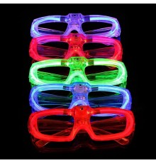 LED Işıklı Glow Pilli Parti Gözlüğü - Glow Efektli 6 Adet 5 Renk