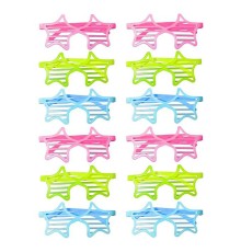 Retro Neon Fosforlu Yıldız Panjur Gözlük 12 Adet – 80’ler 90’lar Parti Stili