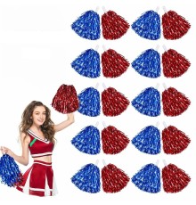 Kırmızı Mavi Metalik Dolgun Gösteri Ponponu 20 Adet (10 Çift)