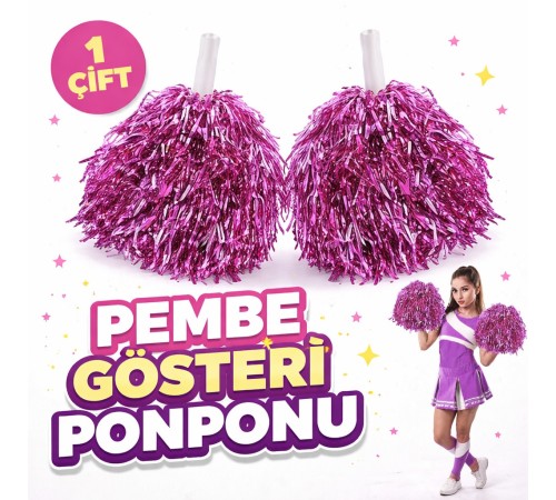1 Çift ( 2 Adet ) Pembe Renk 23 Nisan 19 Mayıs 29 Ekim Okul Gösteri Ponponları