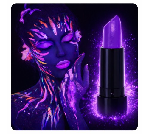 UV Neon Mor Ruj – Karanlıkta Parlayan Makyaj Boyası