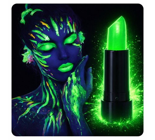 UV Neon Yeşil Ruj – Karanlıkta Parlayan Makyaj Boyası