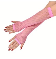 80’ler 90’lar Retro Neon Pembe File Parmaksız Eldiven 26 cm