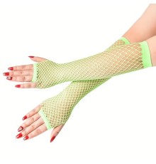 80’ler 90’lar Retro Neon Yeşil File Parmaksız Eldiven 26 cm