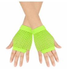 80’ler 90’lar Retro Neon Yeşil File Parmaksız Kısa Eldiven 11 cm