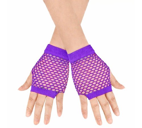 80’ler 90’lar Retro Mor File Parmaksız Kısa Eldiven 11 cm