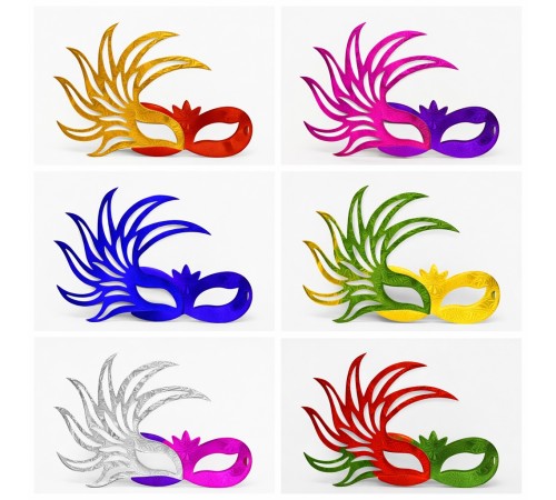 6’lı Çift Renkli Venedik Karton Parti Maskesi Seti