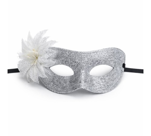 Gümüş Simli Tüylü Balo Maskesi – Kadın Parti & Maskeli Balo Maskesi