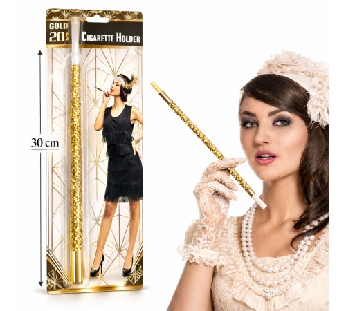 30 cm Altın Gold Payetli Tutacağı – 1920’ler Gatsby Parti Aksesuarı