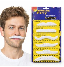 6 lı Yapışkanlı Beyaz Parti Bıyık Seti – Farklı Modeller