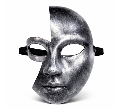 Antik Efektli Gümüş Yarım Yüz Parti Maskesi