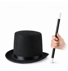 Çocuk Sihirbaz Şapkası ve Uzayan Yaylı Sihirli Sopa Seti