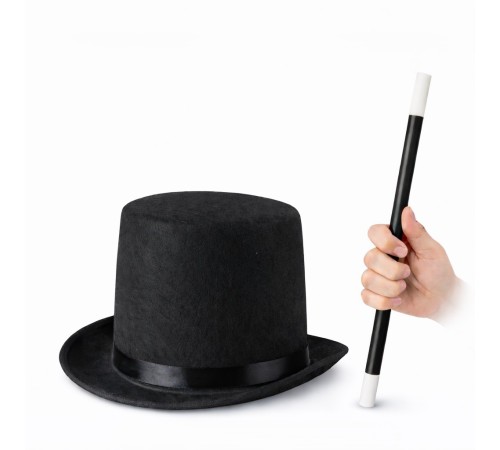 Çocuk Sihirbaz Şapkası ve Uzayan Yaylı Sihirli Sopa Seti