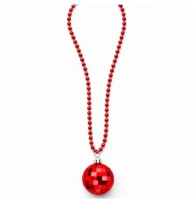 Retro Disko Topu Şekilli 80'ler 90'lar Kırmızı Renk Plastik Kolye